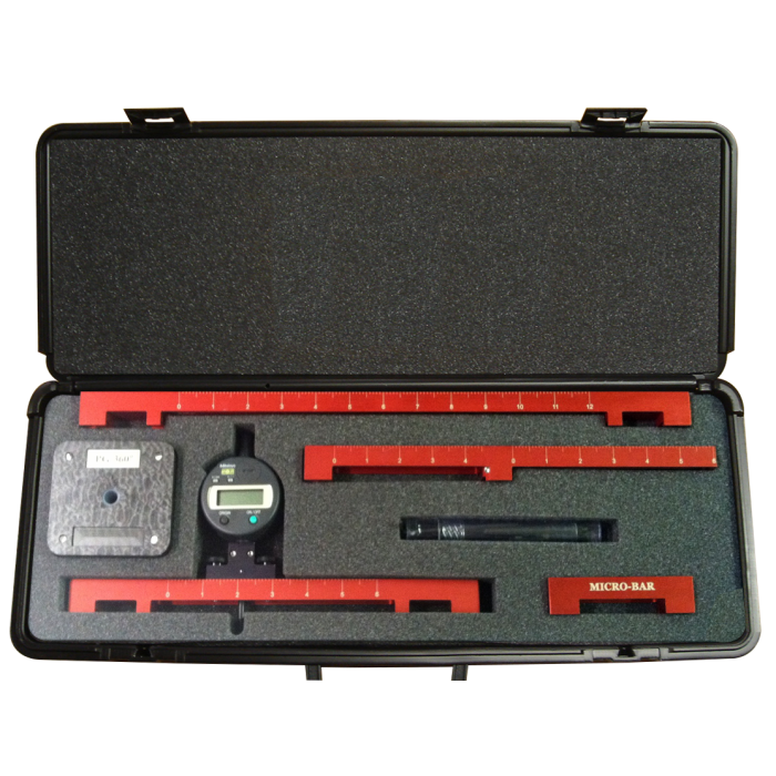 PGD-12/18/4/R-S, Digital Pit Depth Gauge Kit with 12", 18", 4" and 360° Rolling Base, 12" Step Bar & Case by Exacto